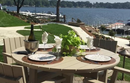 Looking at the lake and our docks from the outdoor dining ar - Minnetonka Edgewater