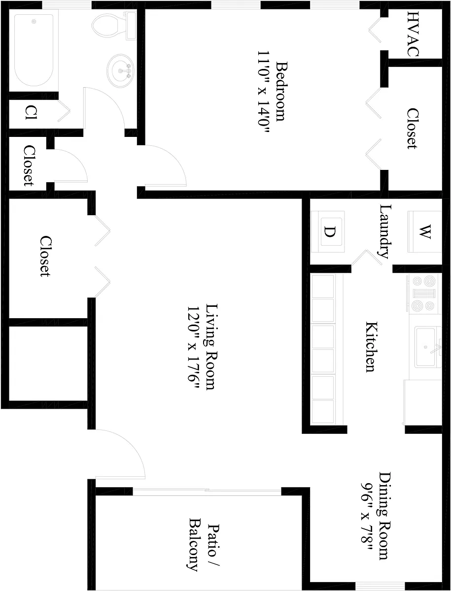 Floor plan One Bedroom Garden