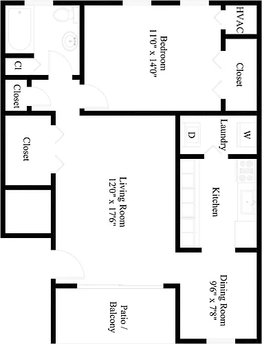 Floor plan One Bedroom Garden
