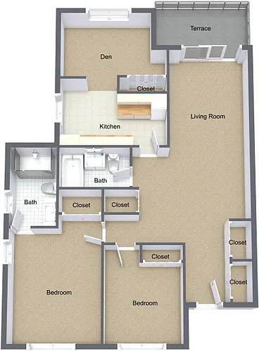 Floor plan Two Bedroom Deluxe