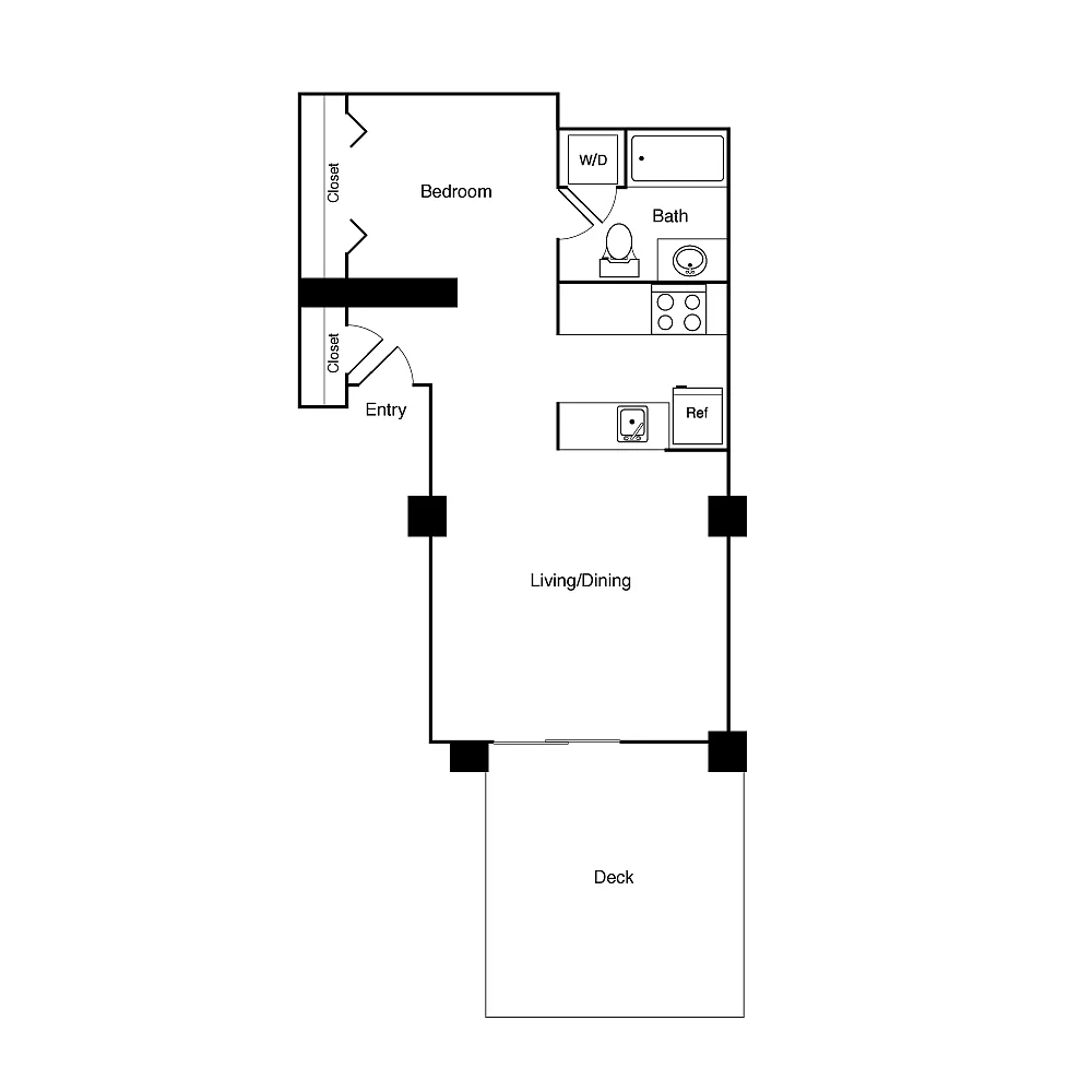 Floor plan 1 Bed 522 SW