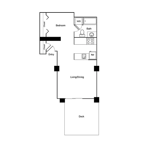 Floor plan 1 Bed 522 SW