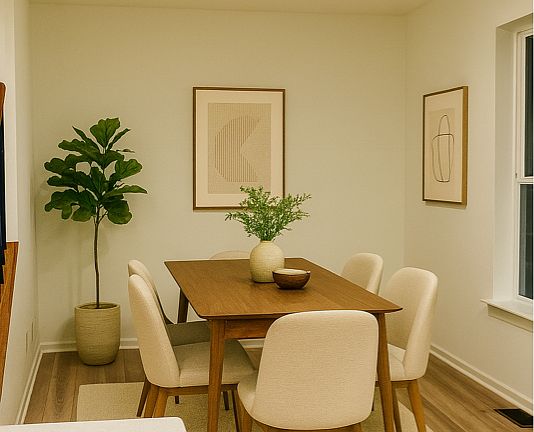 Elegant dining space off the kitchen - perfect for family meals or entertaining guests