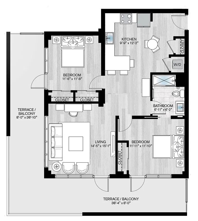 Floor plan Myrtle2-2B1B-S