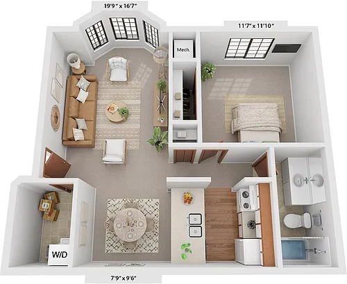 Floor plan One Bedroom Mulberry
