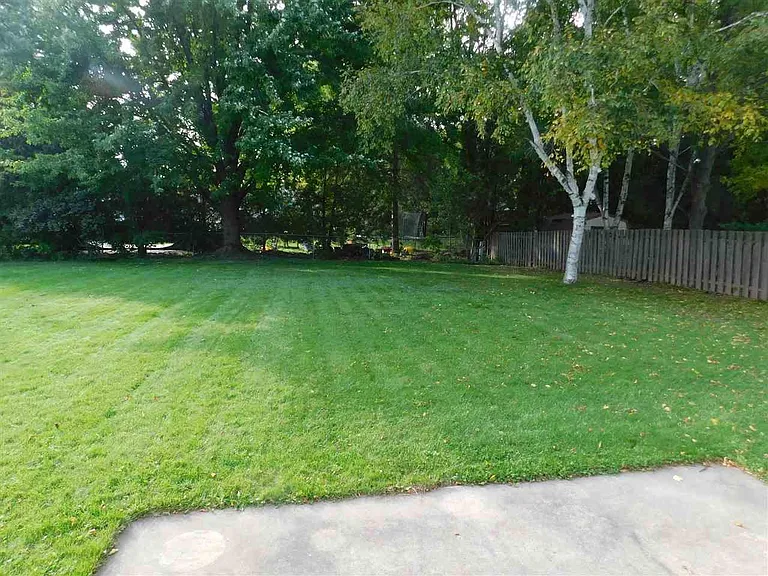 Fenced backyard with concrete patio and privacy fence (wood fence was replaced with all chain-link fence)