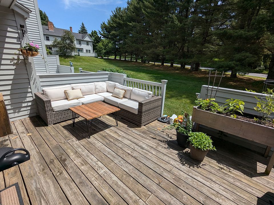 Back deck overlooking shared lawn space
