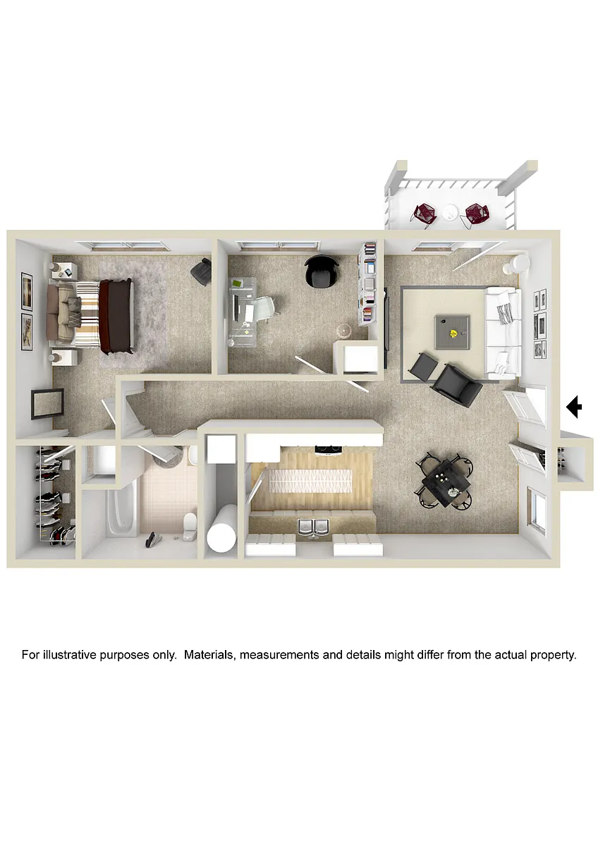 Floor plan One Bedroom Den