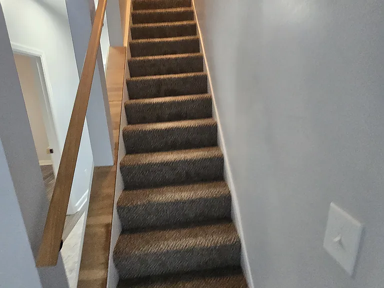 Brand new carpet on stairs.