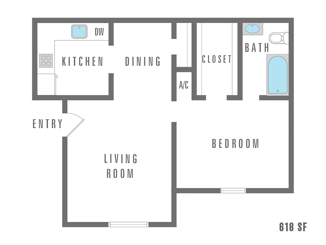 Floor plan 1 Bedroom 1 Bath