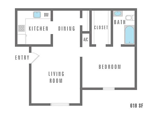 Floor plan 1 Bedroom 1 Bath