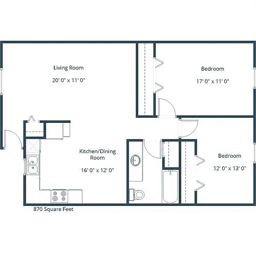 Floor plan Two Bedroom 21A