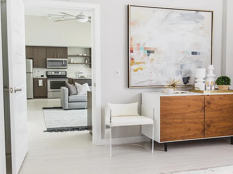 Sustainable porcelain tile flooring throughout