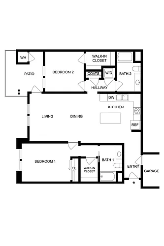 Floor plan 2BD, 2BTH B6.1