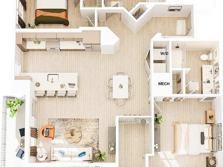 B2-A | 2x2 | 1297 sf B2-A | 2x2 | 1297 sf