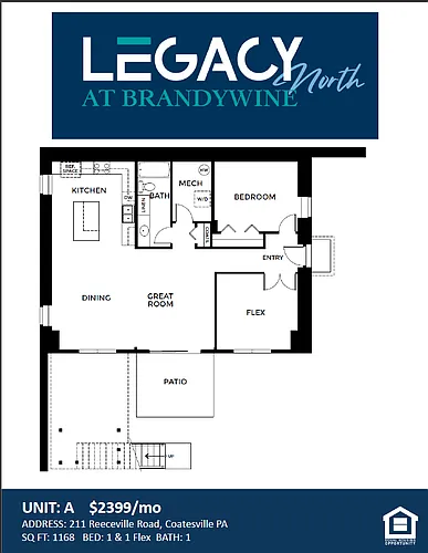 Floor plan Plan 1 - 1 Bedroom plus Flex and 1 Bathroom