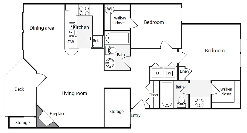 Floor plan 2BD/2.5BA TH