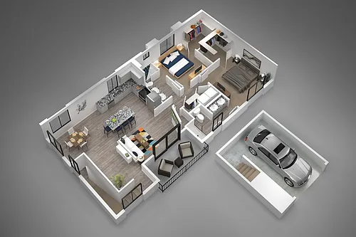 Floor plan 2 Bed (L)