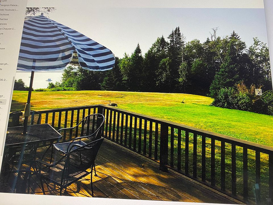 Deck view east toward Ash Point Cove and Casco Bay