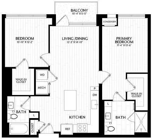 Floor plan 2 Bed/2 Bath-B2