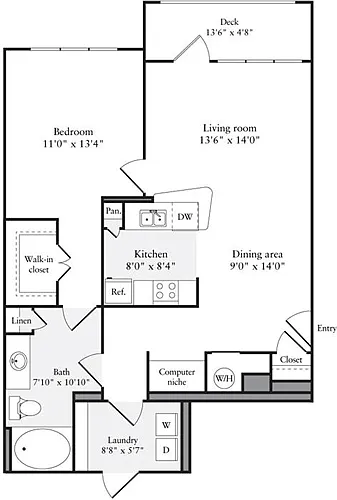 Floor plan 1 Bedroom B