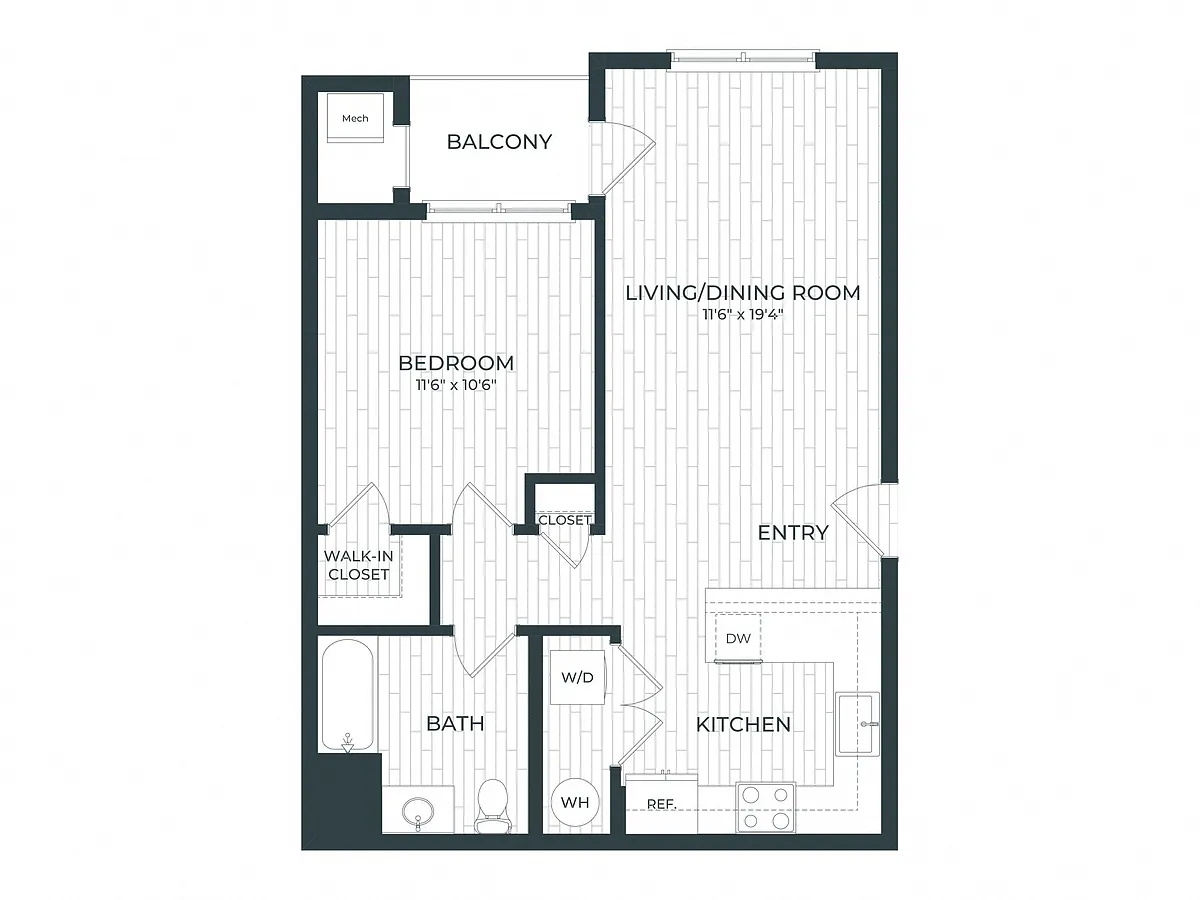Floor plan A1-A | 1 Bed | 1 Bath
