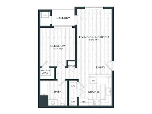 Floor plan A1-A | 1 Bed | 1 Bath