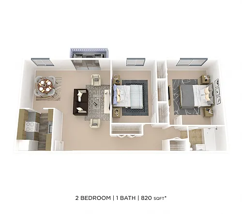 Floor plan Two Bedroom - 820 sqft