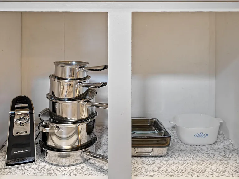 pots and pans and can opener