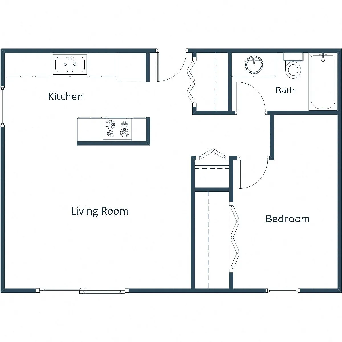 Floor plan One Bedroom 11C