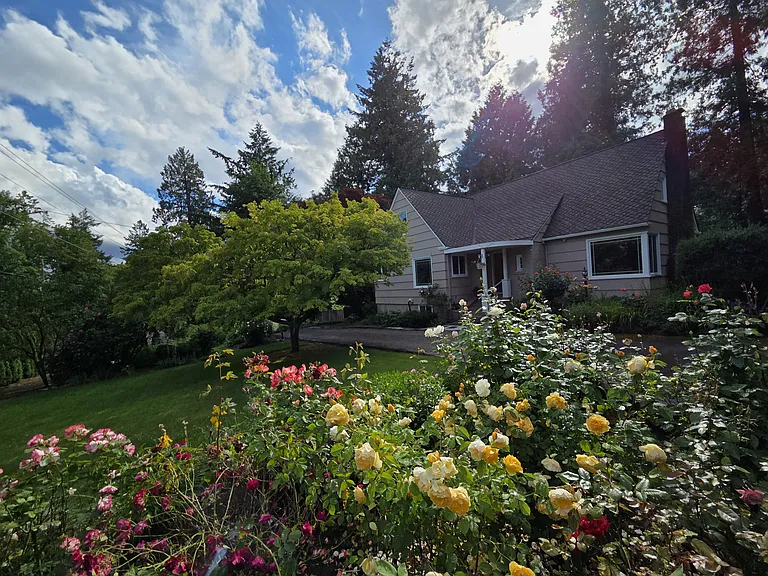 The gardens provide for a beautiful view; this one is a front yard view of the roses