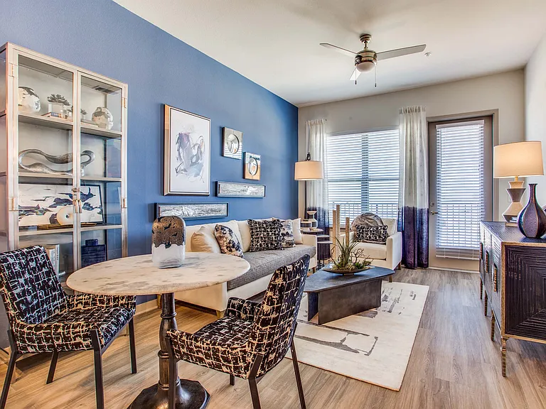 Dining area and living room