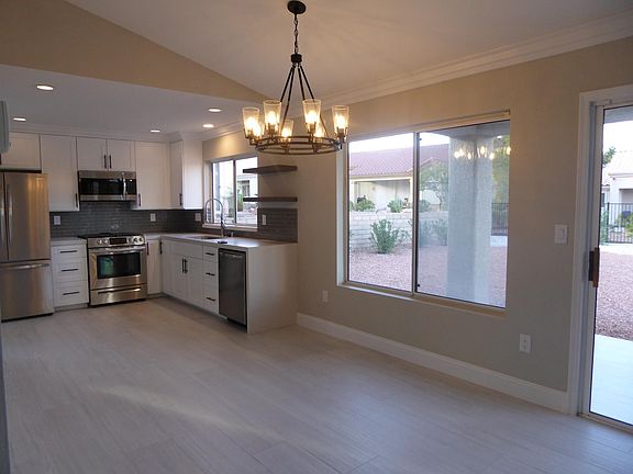 view from dining room to open kitchen