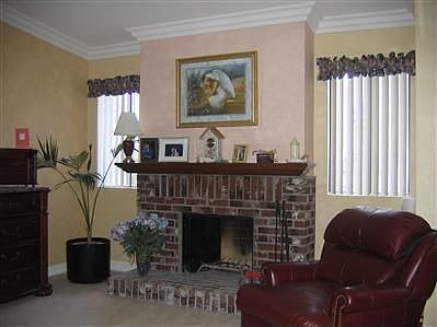 Master bedroom with romantic fireplace