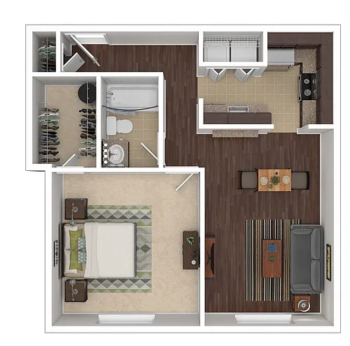 Floor plan 1 Bedroom, 1 Bath L