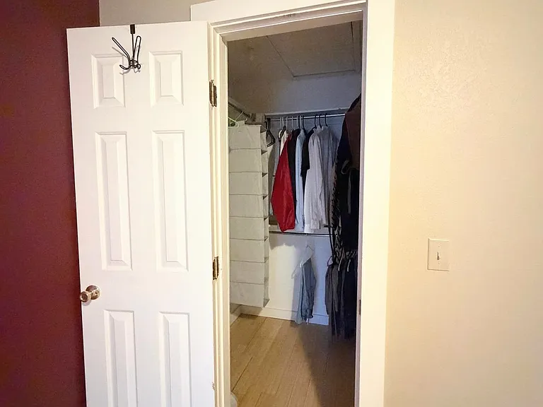 Primary Bedroom walk in closet. Attic is entered through pull down ladder from the closet