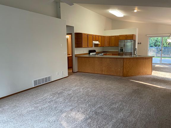 Living room and kitchen from front door view