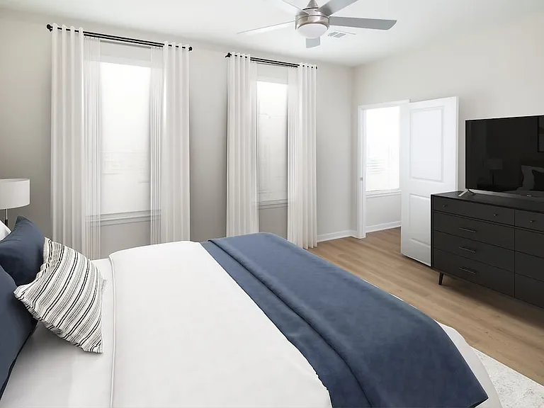 Finish Package I townhome bedroom with hard surface flooring