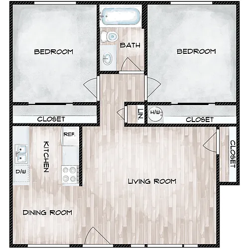 Floor plan 2 Bed 1 Bath