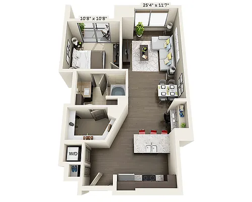 Floor plan One Bedroom A1G
