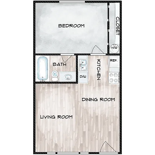 Floor plan 1 Bed 1 Bath