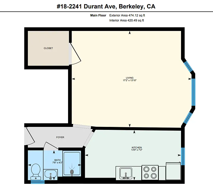 Floor plan Studio, 1 Bathroom