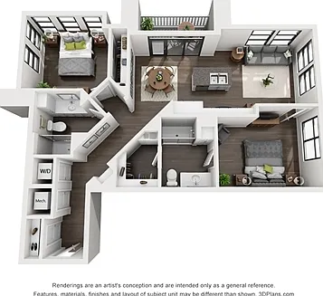 Ellison On Broad - Cambric (C2) - 2 Beds - 2 Baths - 1102 Sq. ft.