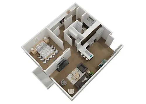 Floor plan 1BD, 1BTH