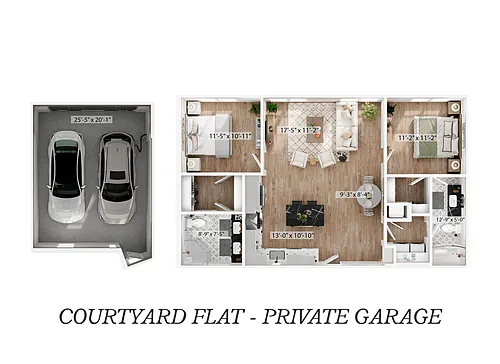 Floor plan Courtyard Flat - Private Garage
