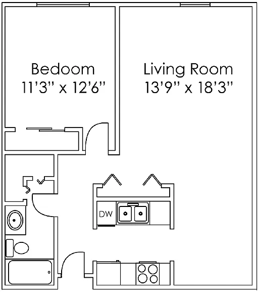 Floor plan 1 Bedroom F