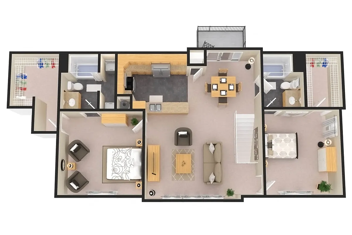 Floor plan 2 Bed Loft (+$125 Attached Garage)