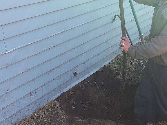 Well line leads under garage