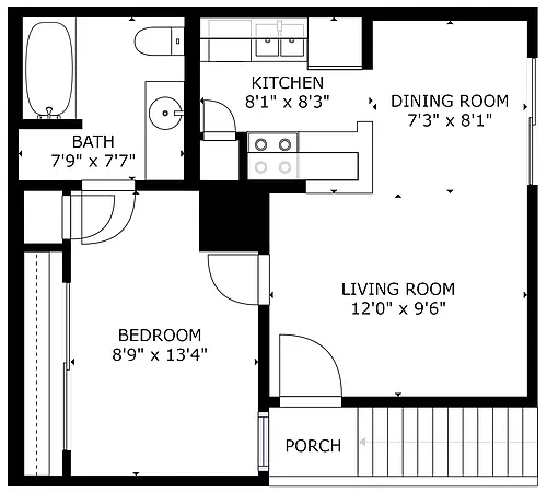 Floor plan 1 bedroom 1 bath