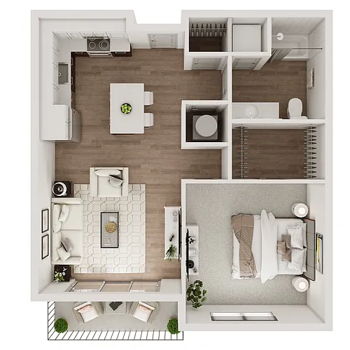 Floor plan 1 Bedroom, 1 Bathroom - 693 SF
